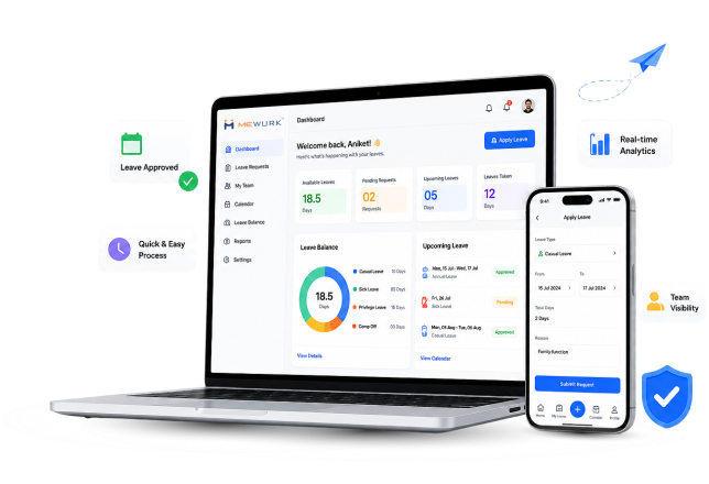 Smart online leave management system dashboard and mobile app