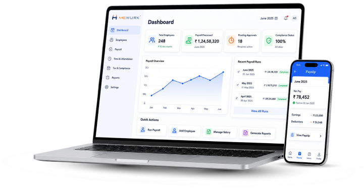 Smart payroll management software dashboard and mobile payslip app