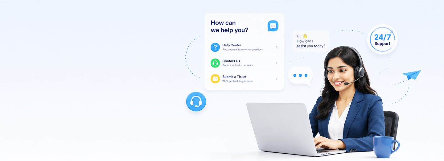 Mewurk 24/7 customer support agent with help centre options