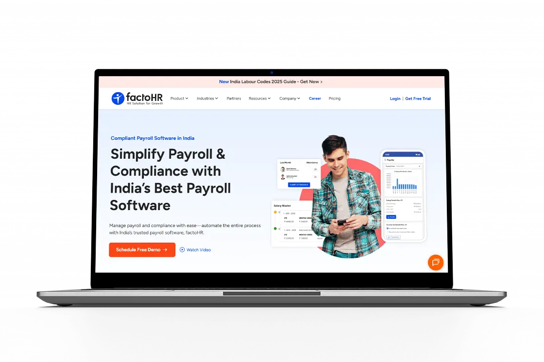 home page of FactoHR to be the payroll system Gujarat choice for customers