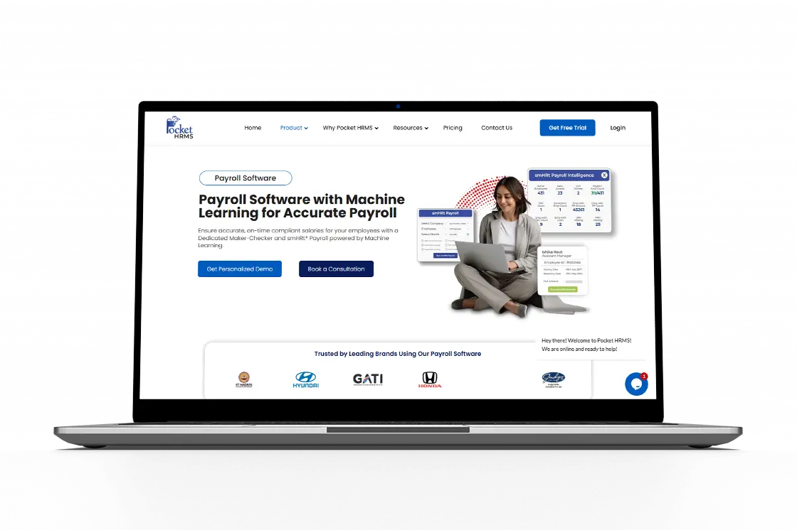 home page of Pocket HRMS as a reliable gujarat payroll system