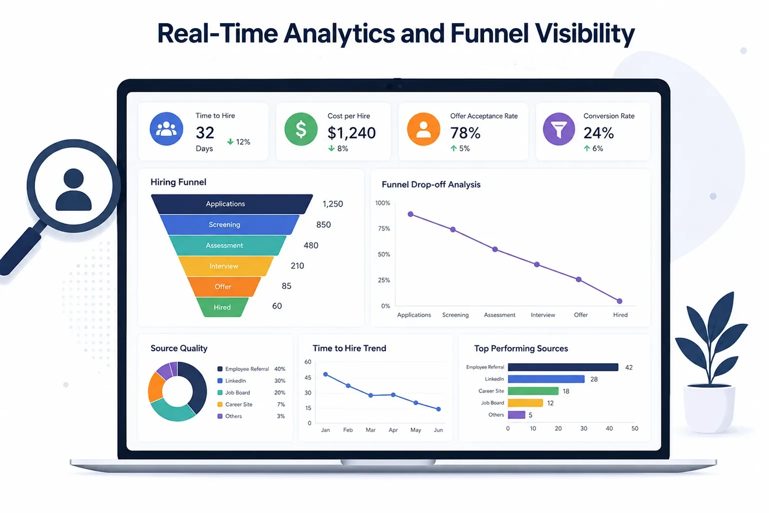 dashboard showing real-time analytics from recruitment automation
