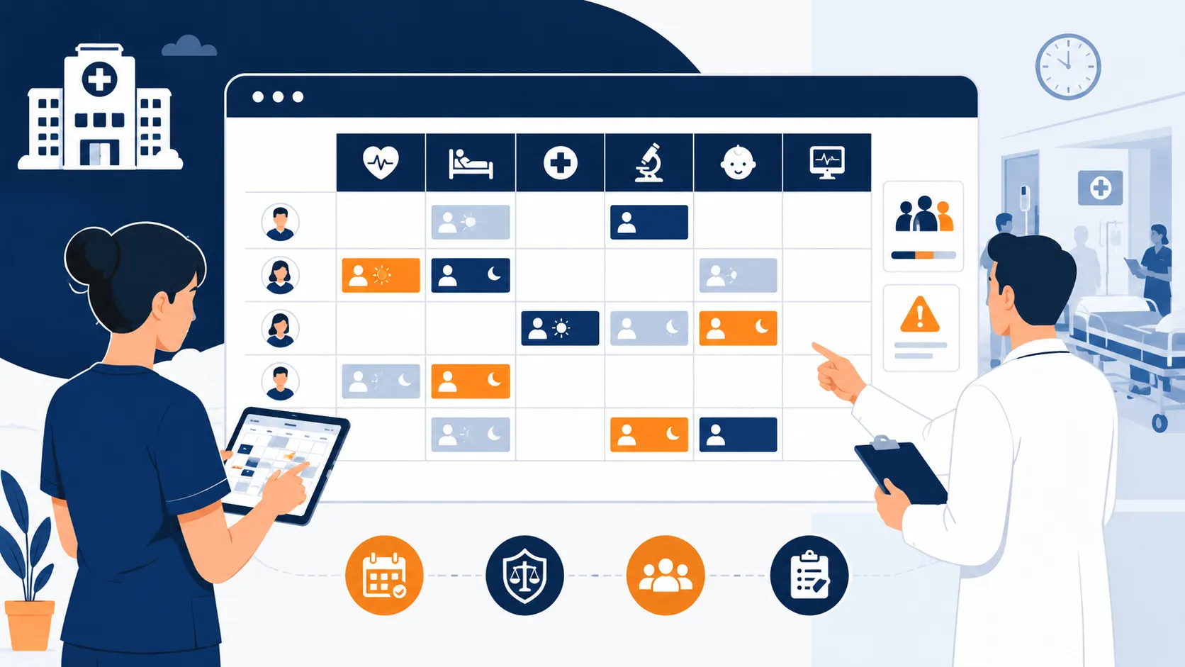 nurse and doctor check duty roster in hr software for hospital