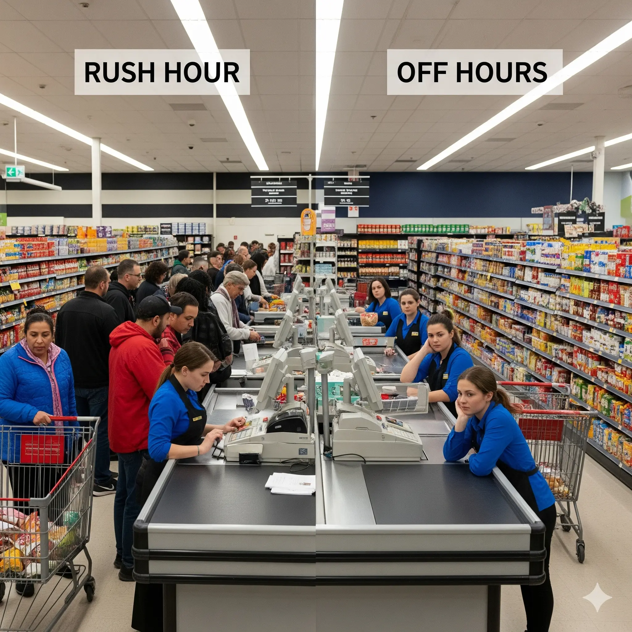Impact of poor scheduling of staff with idle employees and customer queues