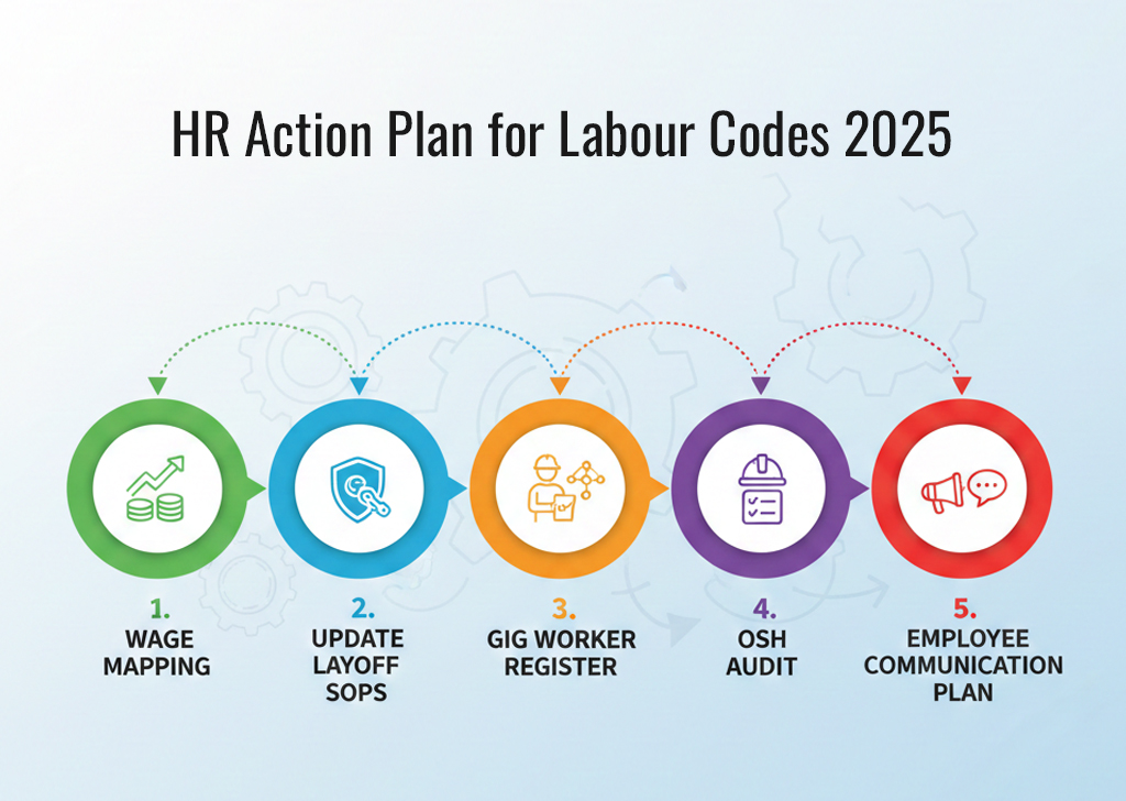 Five-step HR action plan timeline for complying with India’s Labour Codes effective 21 Nov 2025