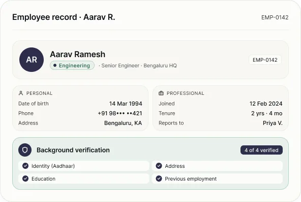Accurate employee records with background verification