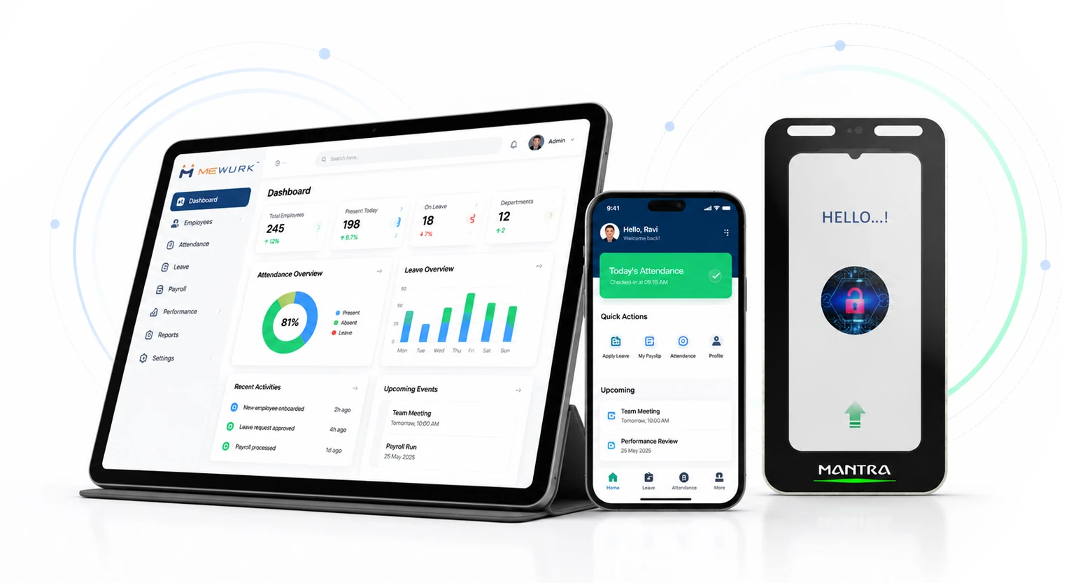 Mewurk HRMS across desktop and mobile devices
