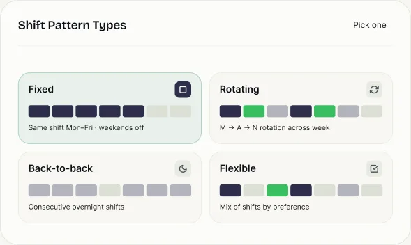 Custom shift pattern types